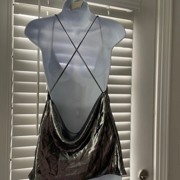 Zara Metallic Silver and Black Cowl Neck Top - Picture 5 of 6